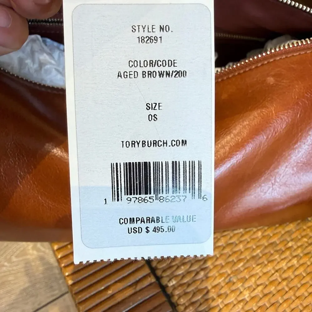 Tory Burch Rory Glazed Shoulder Bag 182691 $450 Aged Brown